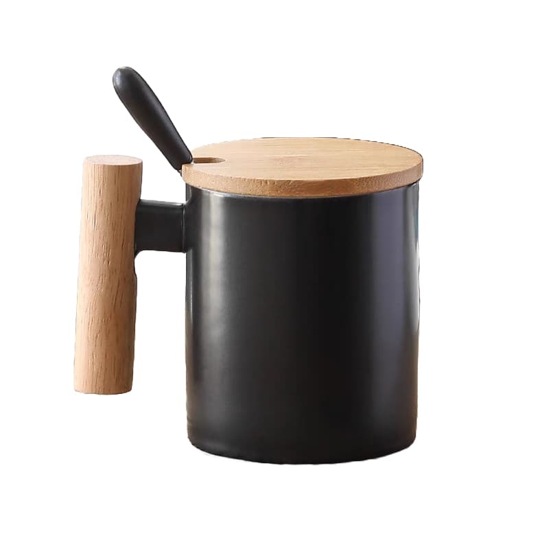 WoodLid Ceramic Mug with Spoon 400ml · Product view