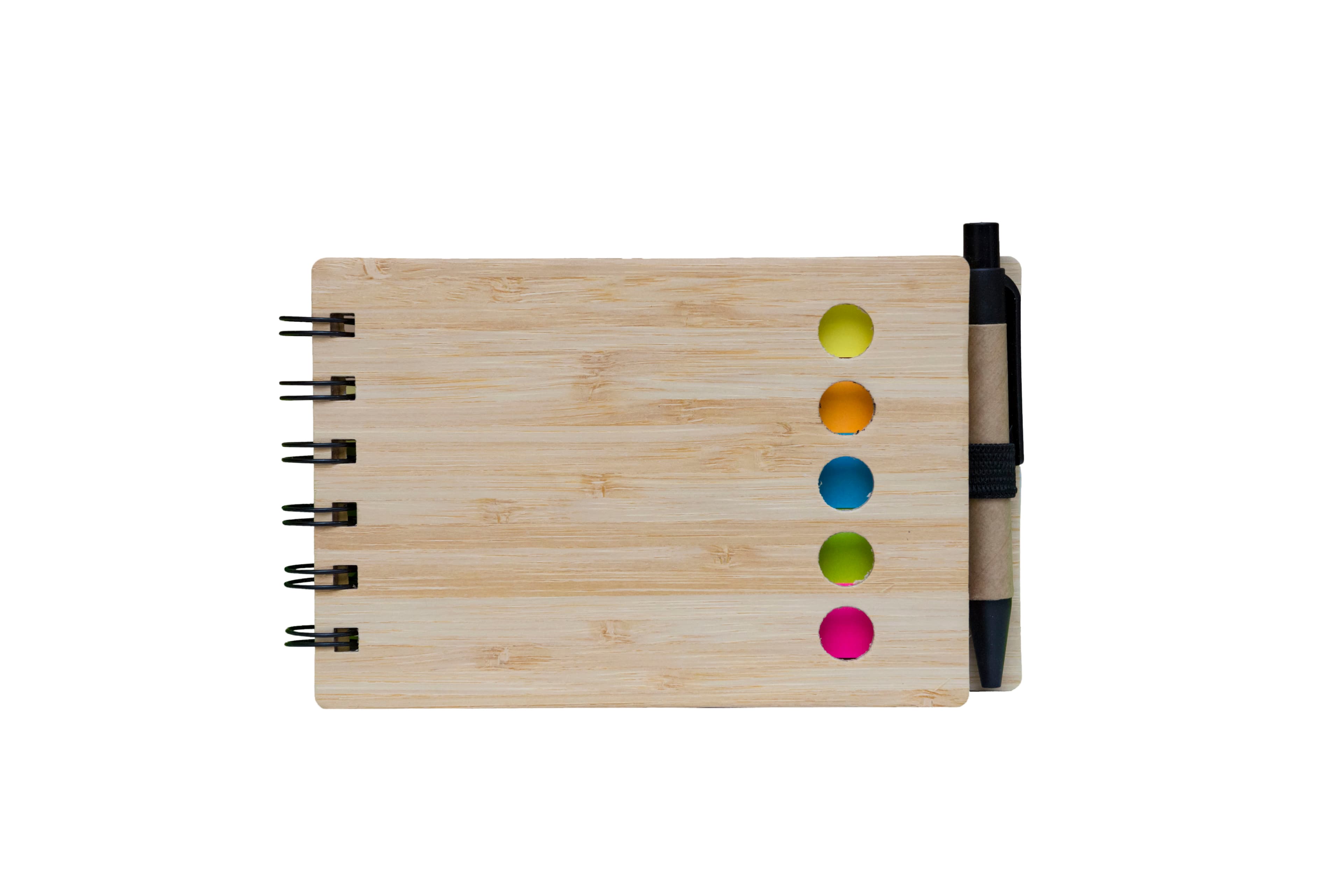 Bamboo Cover Spiral Notebook with Pen · Product view