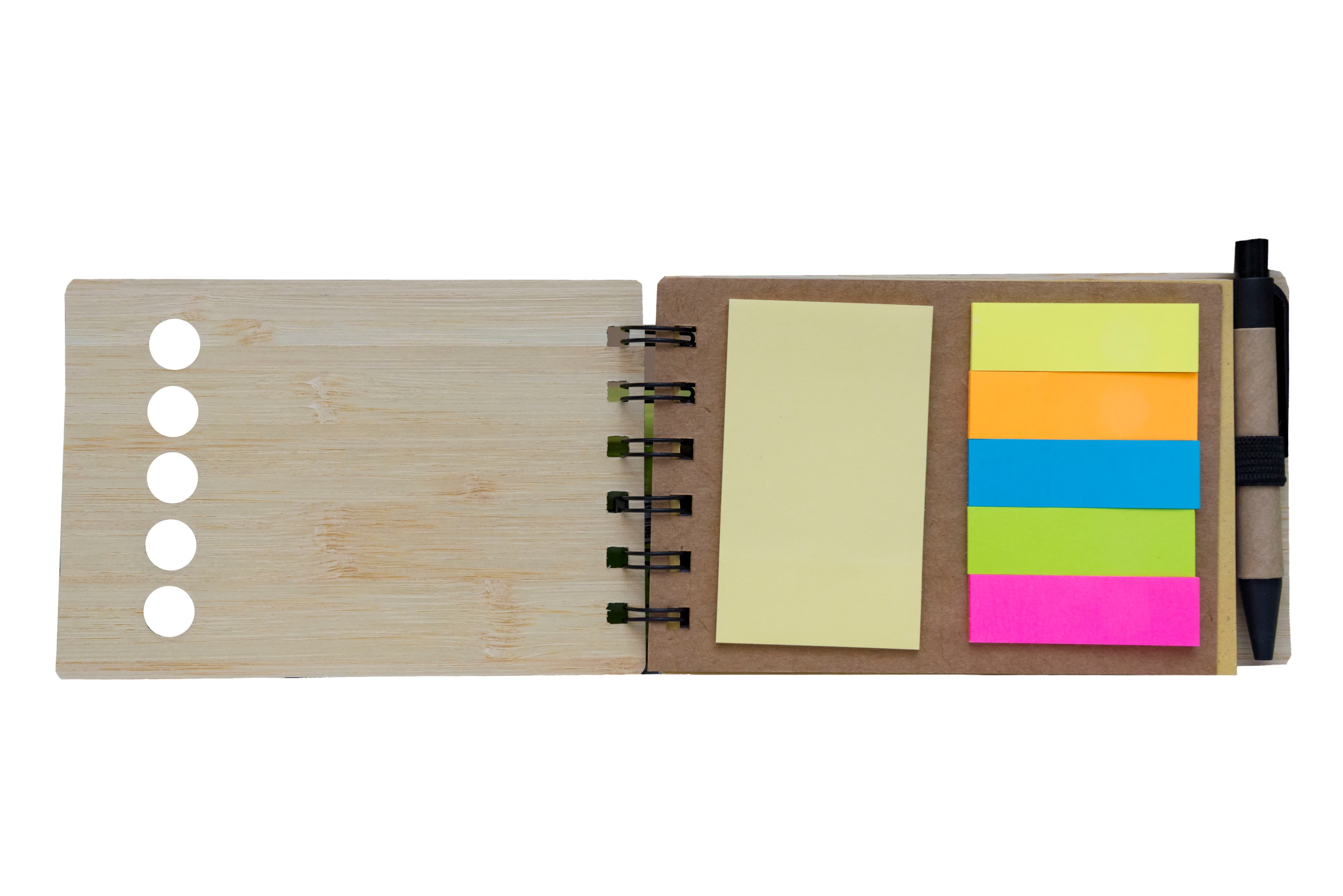 Bamboo Cover Spiral Notebook with Pen · Product view