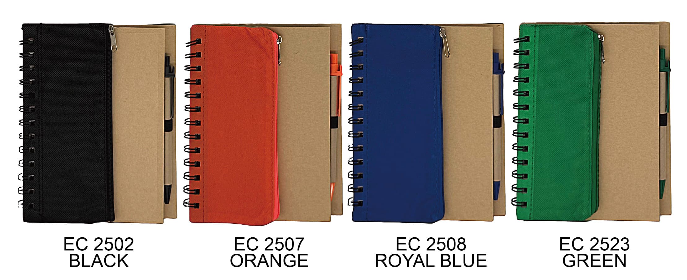 Kraft Cover Notepad with Non-Woven Zip Pouch and Pen · Product view