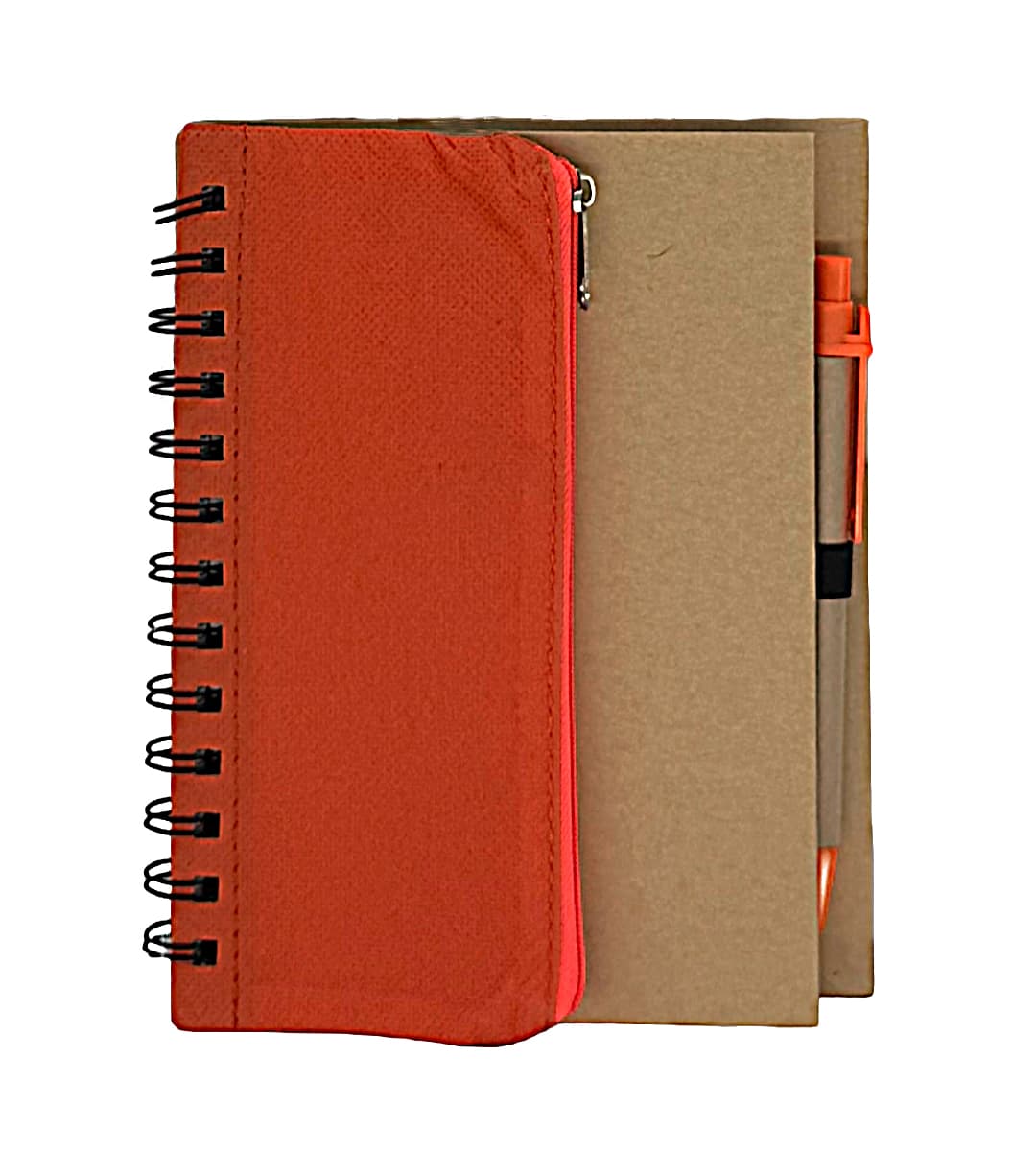 Kraft Cover Notepad with Non-Woven Zip Pouch and Pen · Product view
