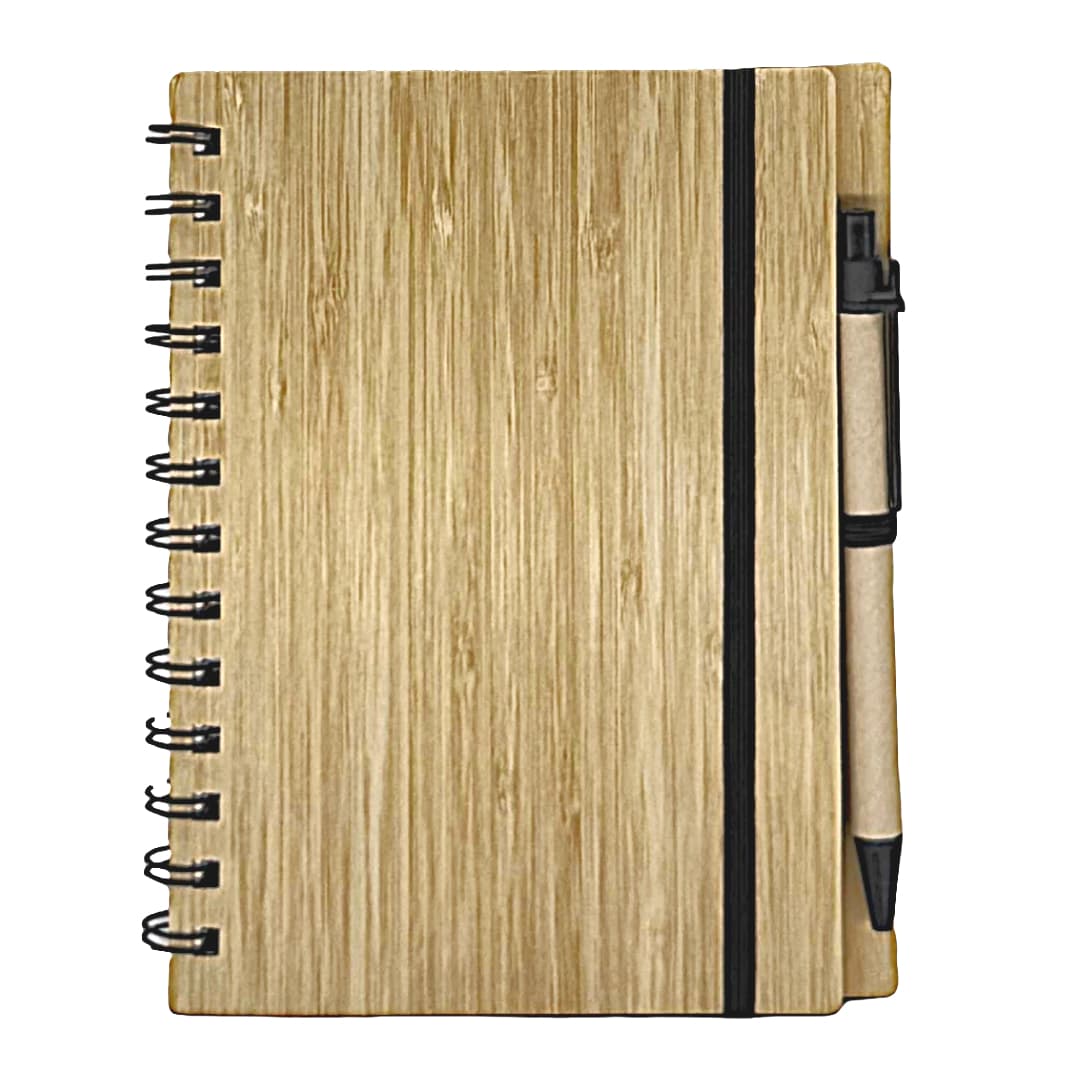 Bamboo Spiral Notebook with Pen · Product view