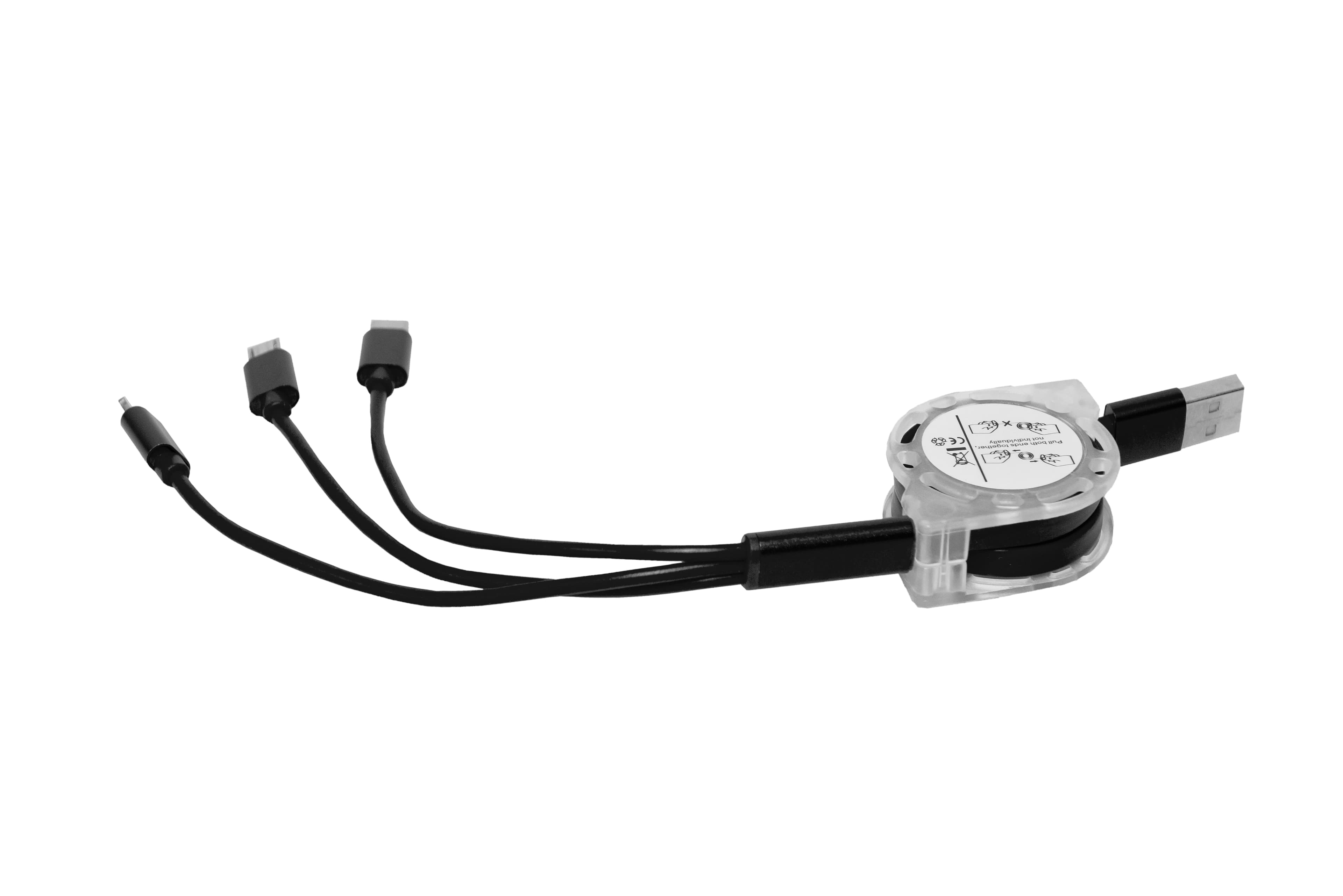 100cm Retractable 3 in 1 USB Cable · Product view
