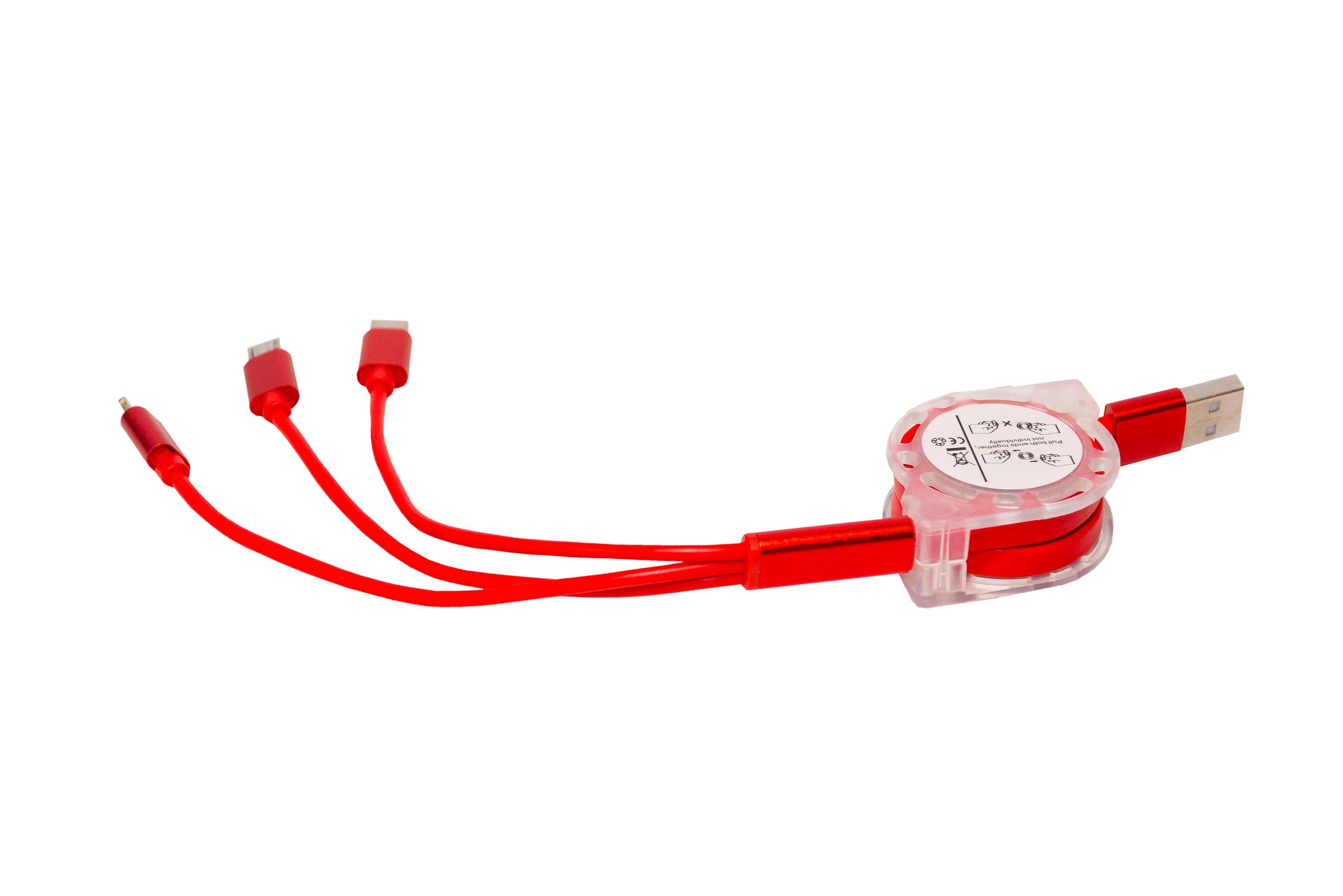 100cm Retractable 3 in 1 USB Cable · Product view