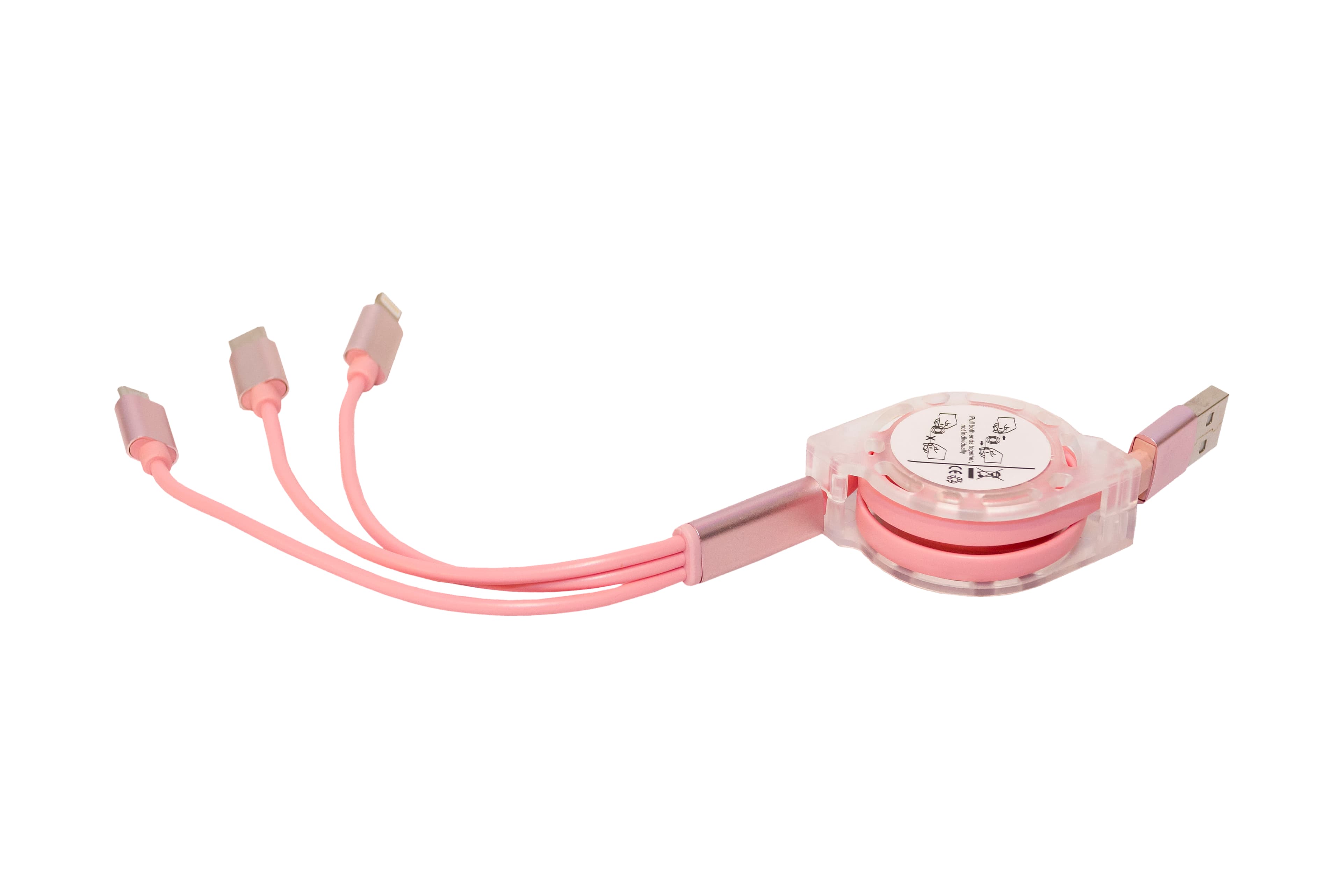 100cm Retractable 3 in 1 USB Cable · Product view