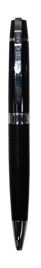 Chrome-Trim Black Barrel Ballpoint Pen · Product view