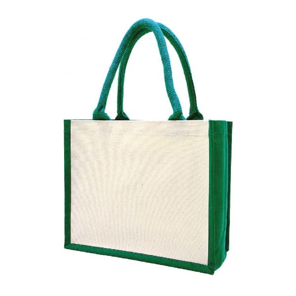 Two-Tone Laminated Canvas Shopping Tote
