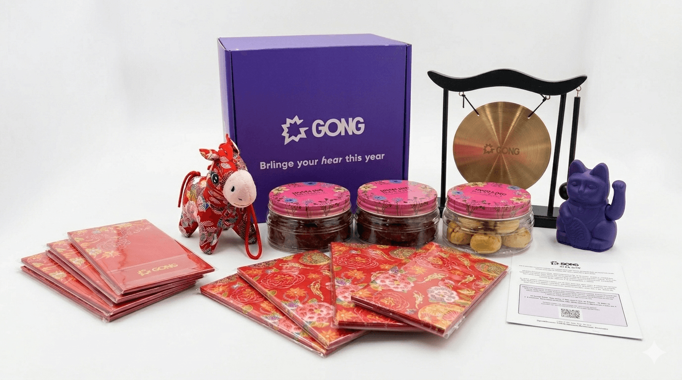GONG event gift box and festive goodie bags