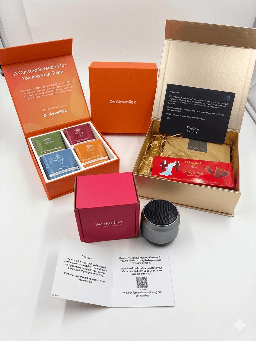 Curated prospecting gifts ready for client outreach