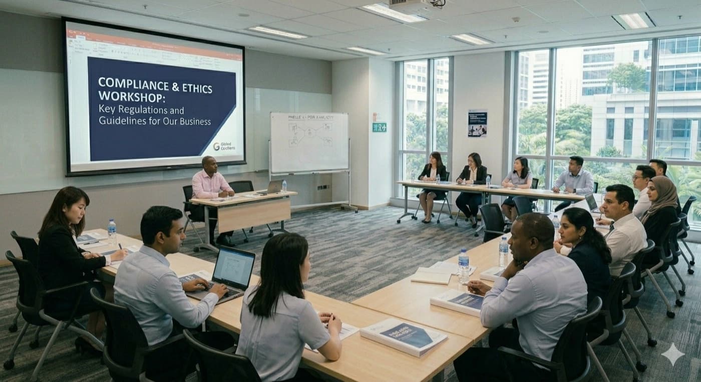 Employees attending a company training workshop