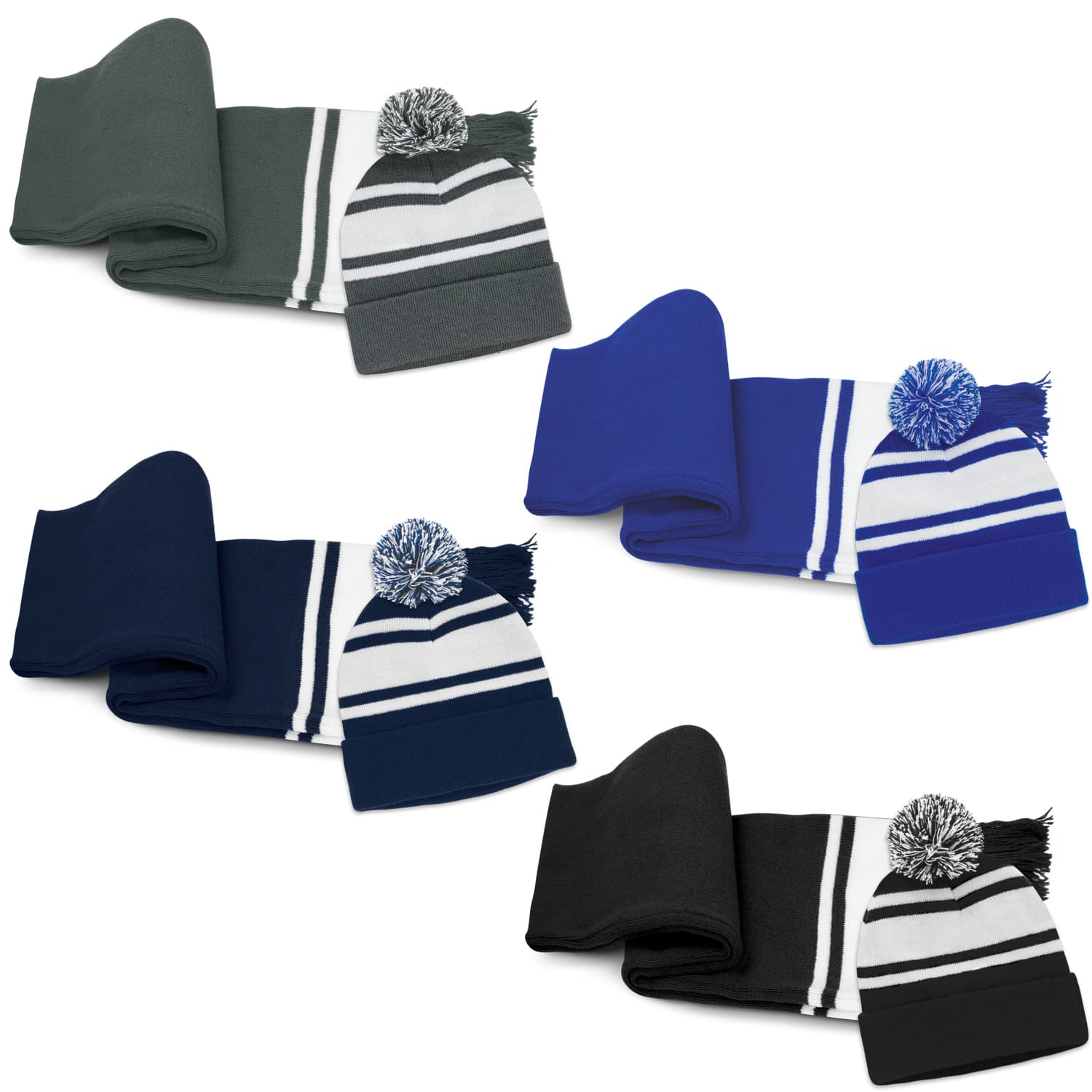 Commodore Scarf And Beanie With Pom Pom Set · Product view