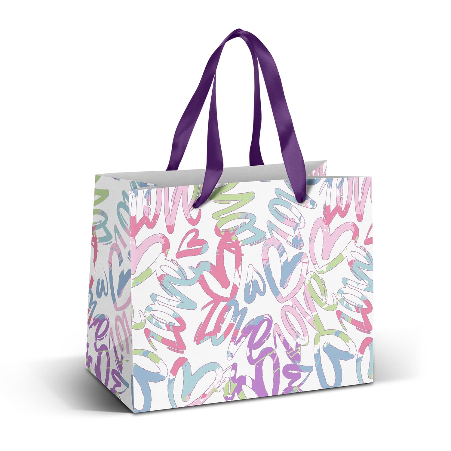 Medium Ribbon Handle Paper Bag Full Colour · Product view