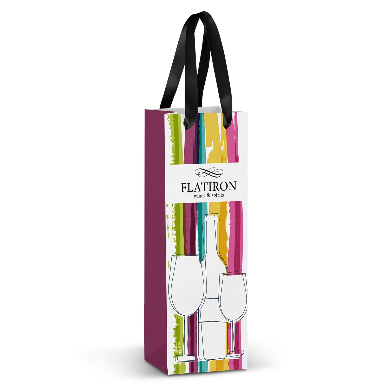 Champagne Ribbon Handle Paper Bag Full Colour · Product view