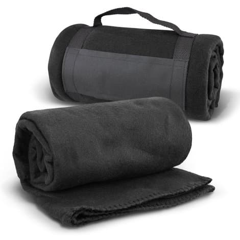 Glasgow Fleece Blanket with Strap · Black · product view
