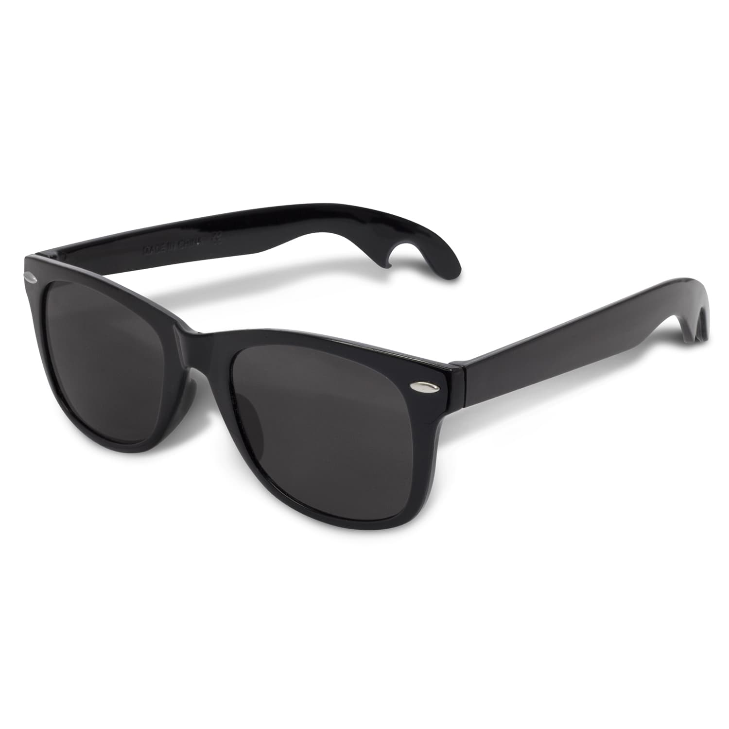 Malibu Sunglasses - Bottle Opener · Black With Black Lens · front